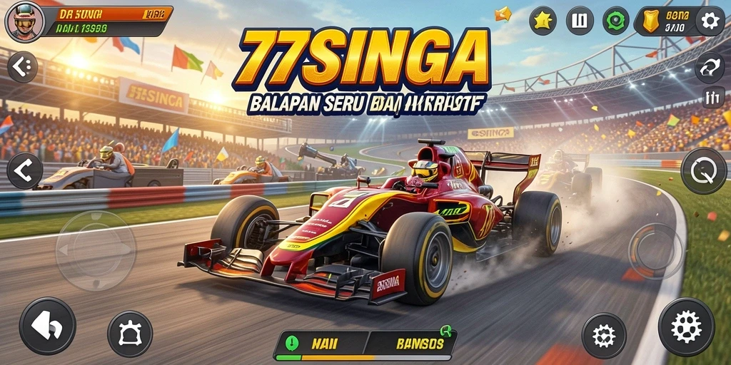 Tampilan gameplay seru dalam balapan cepat 77SINGA.