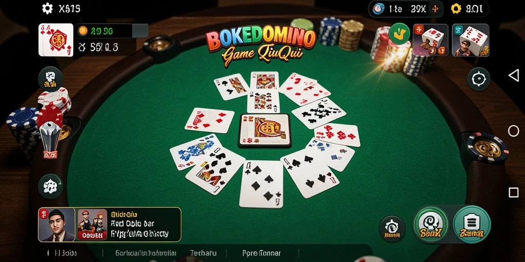 Tampilan gameplay seru BOKEDOMINO saat bermain QiuQiu.