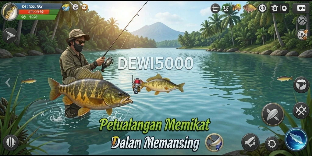 Tampilan gameplay DEWI5000 menampilkan pengalaman memancing yang menakjubkan.