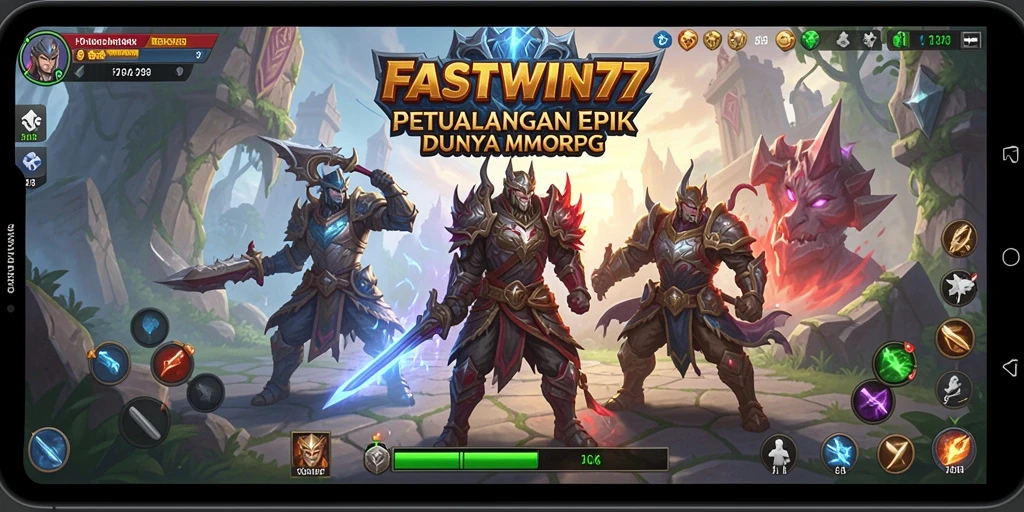 Tampilan gameplay seru dari FASTWIN77 yang memperlihatkan pertempuran epik.