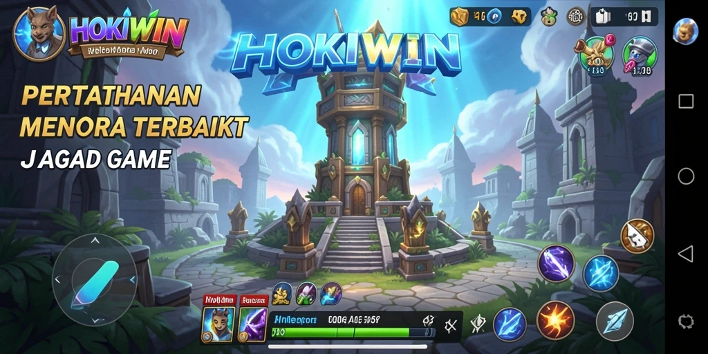 Tampilan menarik dari gameplay HOKIWIN Tower Defense.