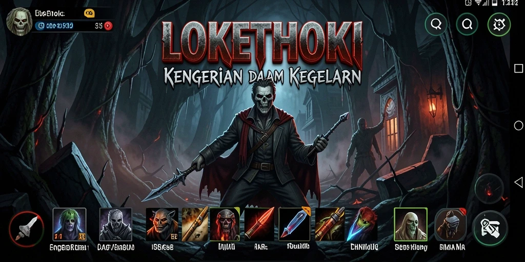 Screenshot dari gameplay LOKETHOKI menampilkan suasana horror yang mencekam.