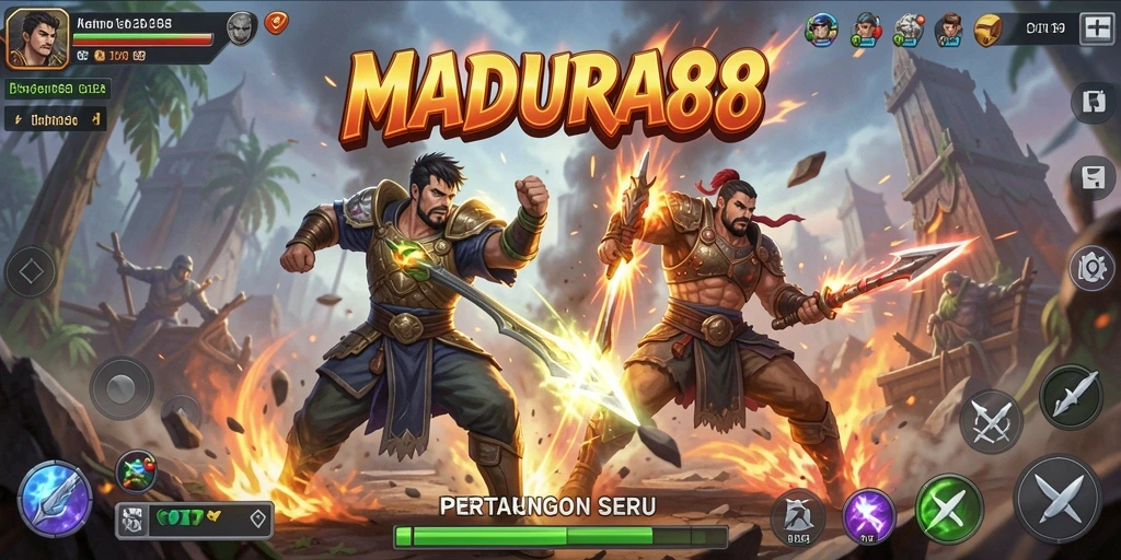 Tampilan seru dari gameplay pertarungan MADURA88 yang mendebarkan.