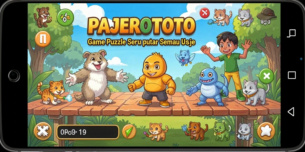 Tangkapan layar utama PAJEROTOTO menampilkan gameplay puzzle yang menarik.