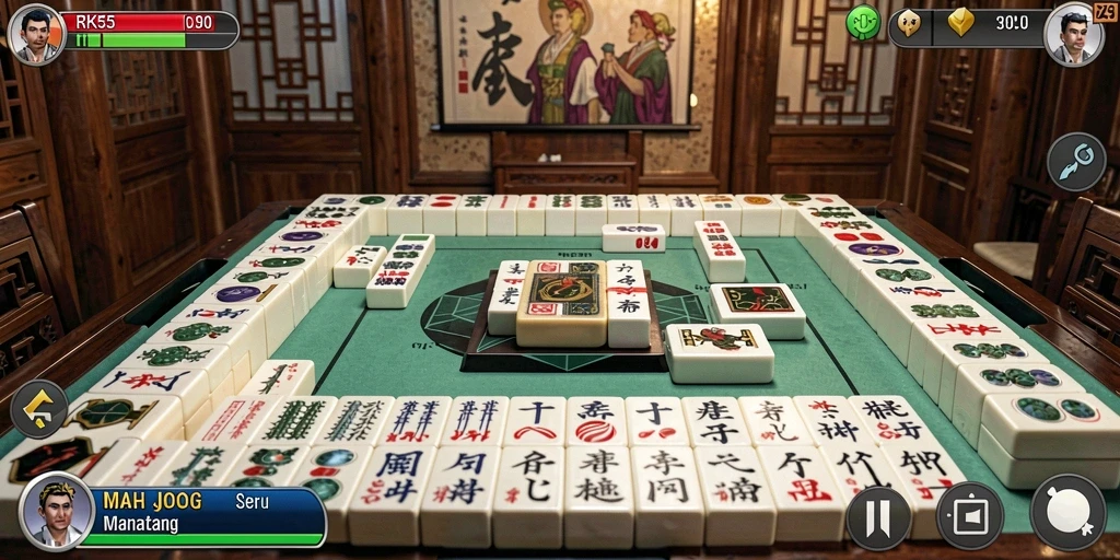 Tampilan gameplay Mahjong yang menarik dan menantang di RK55.