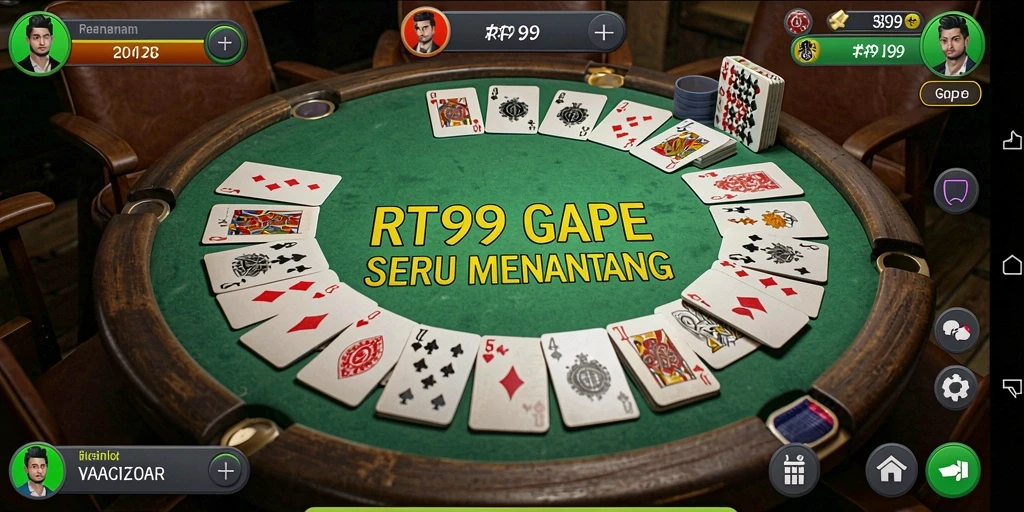 Screenshot gameplay RT99 menampilkan pemain yang sedang menikmati permainan Gaple.
