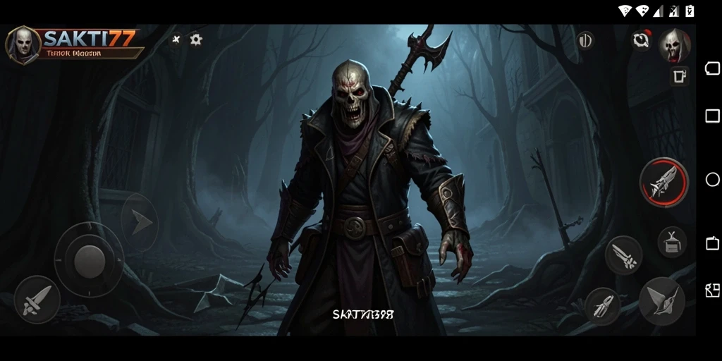 Tampilan utama gameplay SAKTI77 yang menyeramkan dan mencekam.