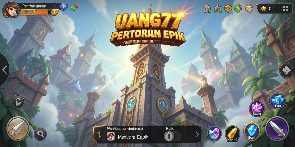 Tampilan seru dari gameplay Tower Defense di UANG77.