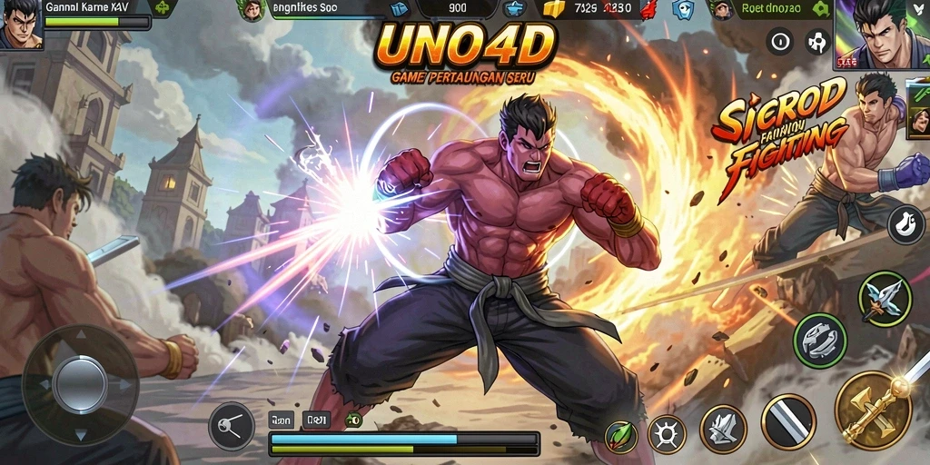 Screenshot gameplay UNO4D yang menunjukkan aksi pertarungan yang mendebarkan.
