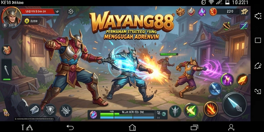Screenshot gameplay <strong>WAYANG88</strong> yang menampilkan pertarungan strategis.